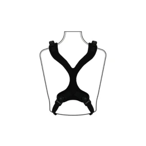 Black Y-shaped back posture brace with adjustable shoulder and waist straps on a rigid frame for torso support