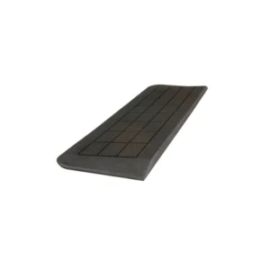Black rectangular rubber mat with a grid pattern, shown at an angle, conveying a non-slip surface.