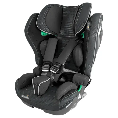 RECARO Axion 1 Reha - O Neill Healthcare Black child car seat with a five-point harness and padded side supports for safety and comfort.